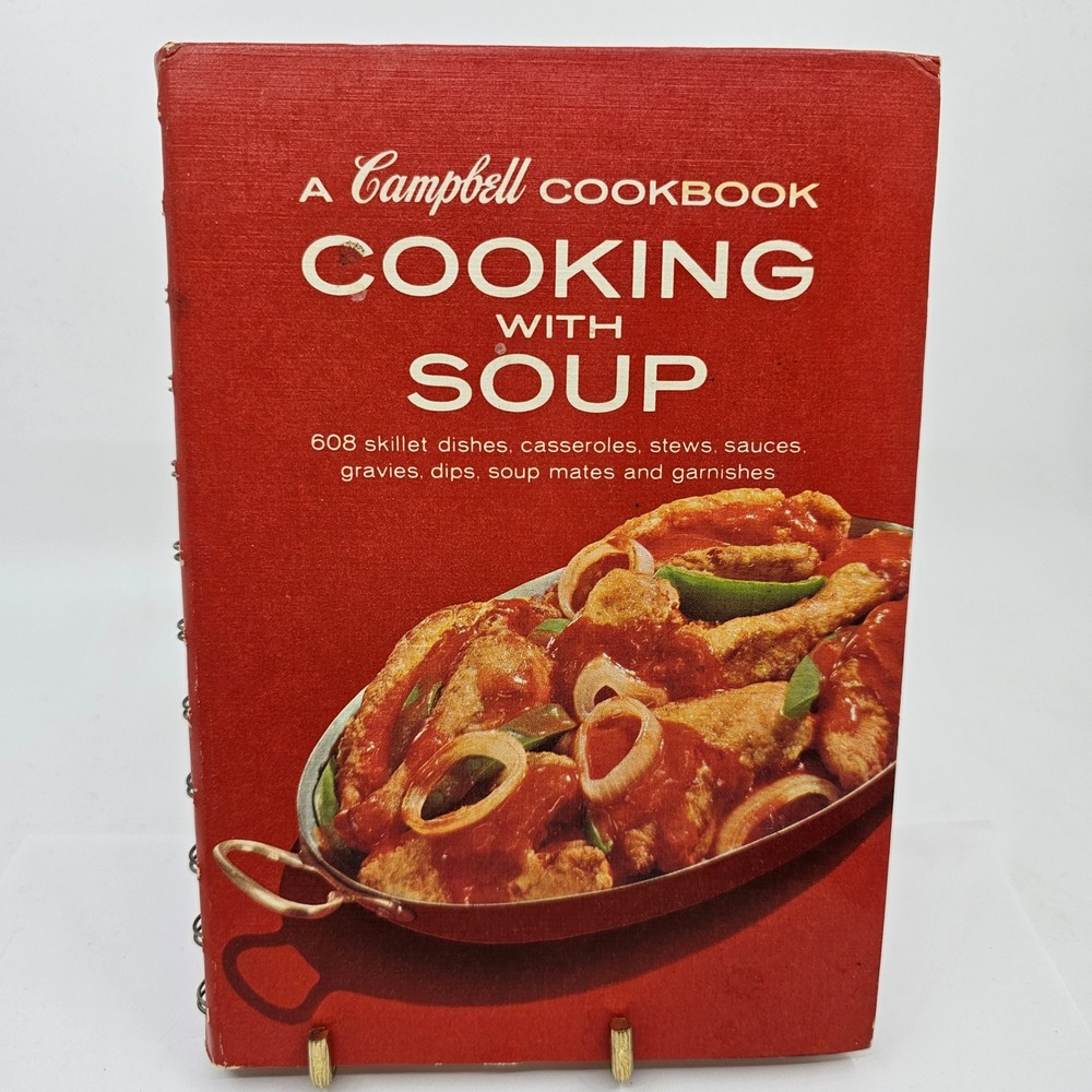 Vintage 1968 Campbell Cookbook Cooking With Soup Spiral Hardcover Retro Recipes